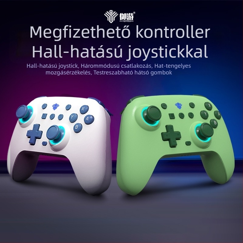 Vezeték nélküli Switch kontroller Bluetooth-kapcsolattal PC-hez, Androidhoz és iOS-hez – Hall-szenzoros joystick