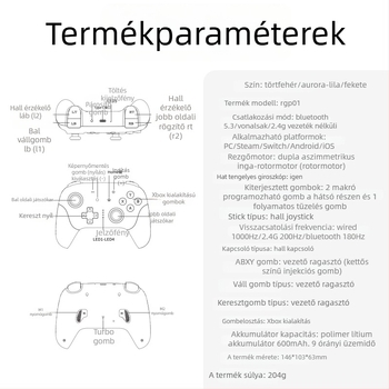 AMPOWN RGP01 gamepad — Vezeték nélküli, többplatformos vezérlő Bluetooth 5.3/2.4G, USB, vibráció, RGB világítás
