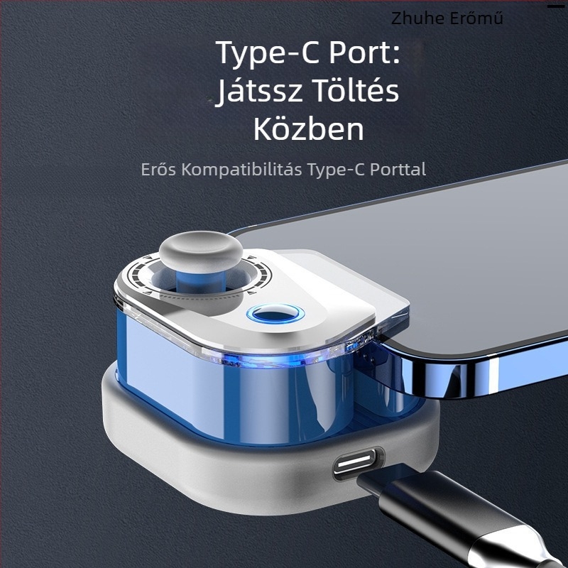 Mobil játékkontroller - modell H17/H18, Bluetooth és Type-C csatlakozás, anyag: műszaki műanyag + ötvözet, kompatibil iPhone és Android eszközökkel, joystick PUBG és Eternal Return játékokhoz