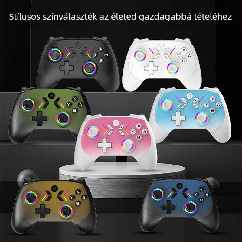 Vezeték nélküli játékkontroller hat-tengelyes mozgásérzékelővel, makró programozás, RGB világítás, Bluetooth-kapcsolat, Type-C interfész