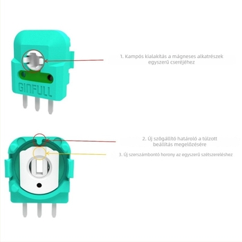 Hall-szenzoros joystick-komponens eredeti kontrollerekhez PS4/PS5, Xbox és Nintendo Switch kontrollerekhez — potenciométer csere