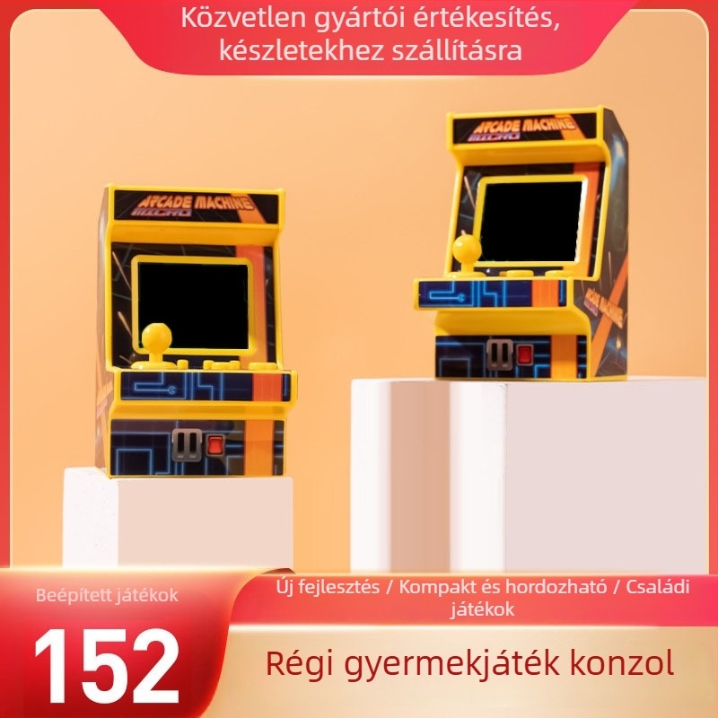 Hordozható 8‑bit arcade konzol 152 beépített játékkal – nosztalgikus retro joystick dizájn, hordozható, egyjátékos
