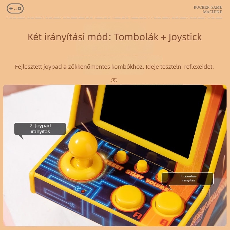 Hordozható 8‑bit arcade konzol 152 beépített játékkal – nosztalgikus retro joystick dizájn, hordozható, egyjátékos