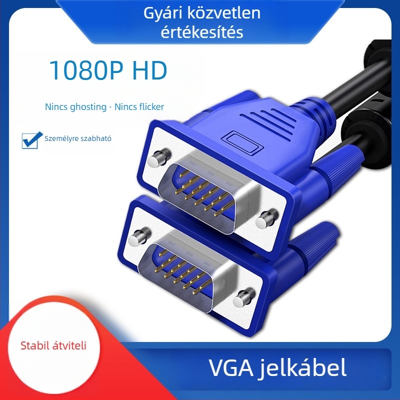 VGA kábel VGA4+5, VGA interfész, réz vezető, nikkel bevonat, PC-hez