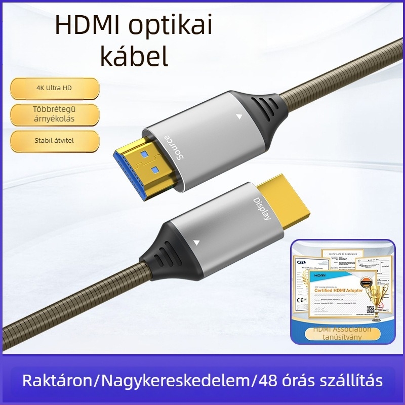 HDMI-kábel 2.0, 4K, galvanizált rézmag, aranyozott csatlakozók, optikai HDMI-kábel, 60 Hz