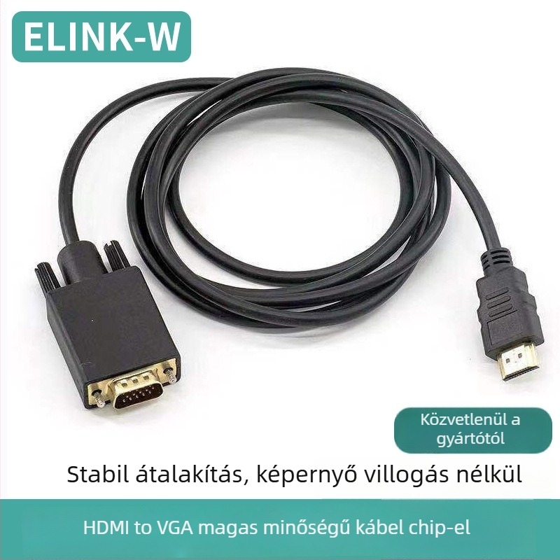 HDMI–VGA adapterkábel PC-hez – 1080p felbontású videó, aranyozott csatlakozók és beépített chip