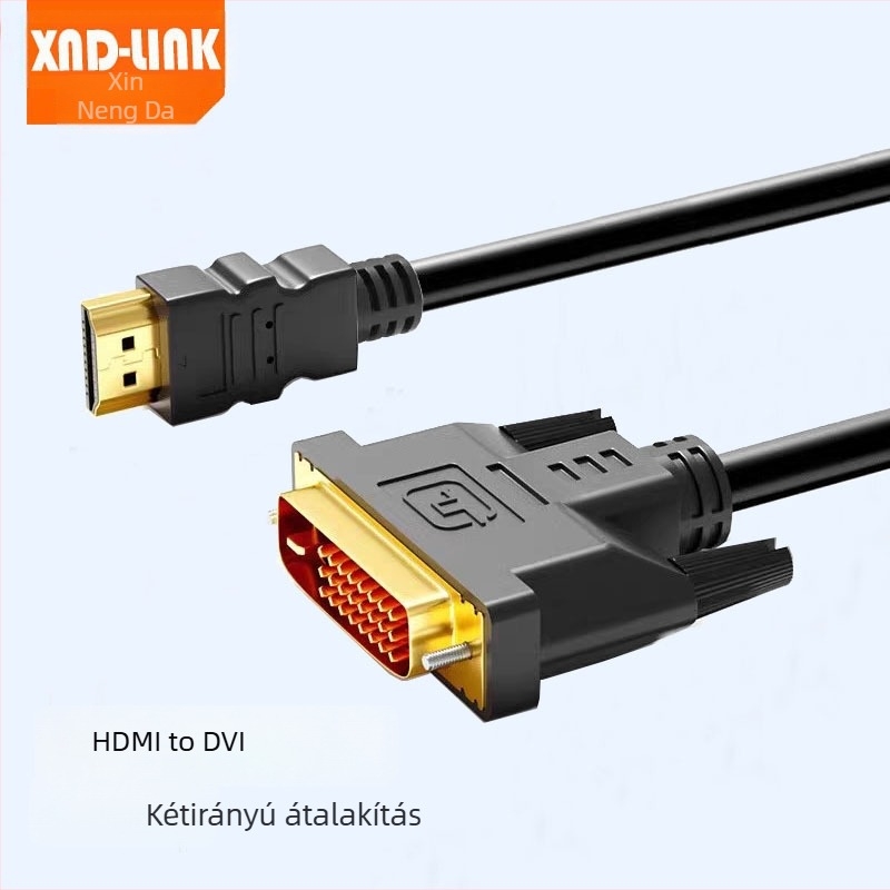 HDMI–DVI kábel, kétirányú, számítógéphez/monitorhoz/projektorhoz; réz vezető, aranyozott csatlakozók, hossz 0,5–5 m