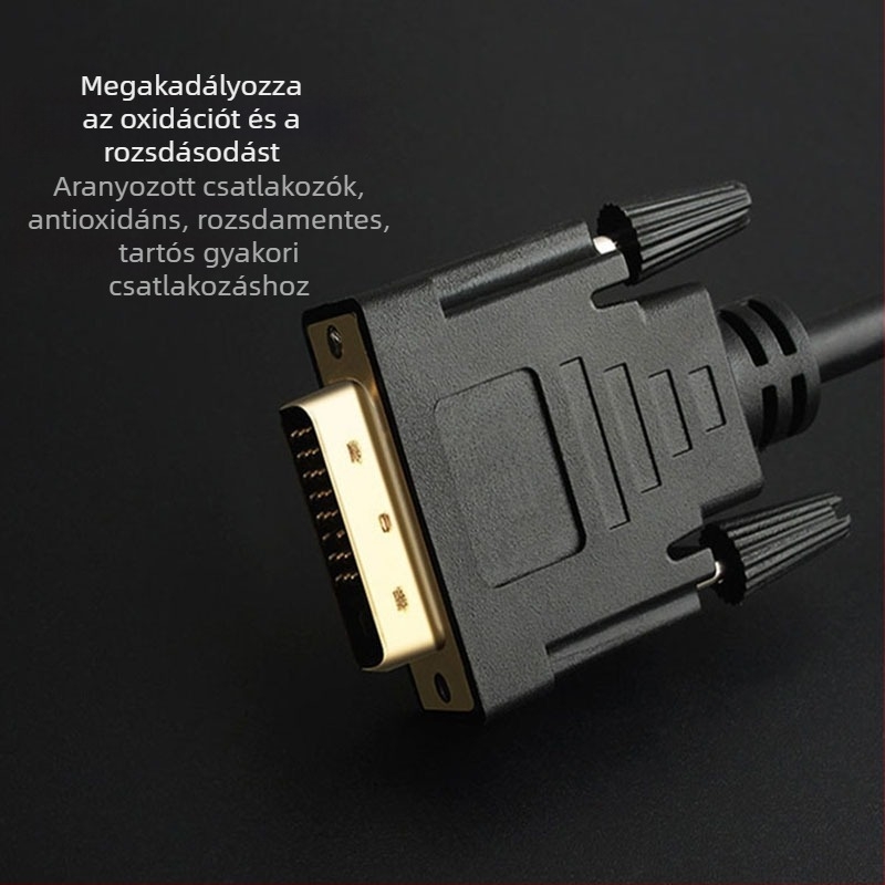 HDMI–DVI kábel, kétirányú, számítógéphez/monitorhoz/projektorhoz; réz vezető, aranyozott csatlakozók, hossz 0,5–5 m