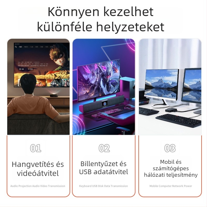 HDTV HDMI bővítő kábel, férfi‑tól nőig, 1080p felbontású
