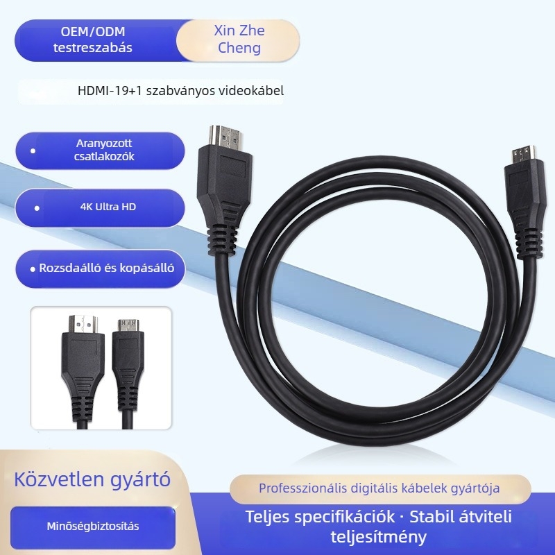HDMI-kábel 4K aranyozott csatlakozóval, 19+1 szabvány
