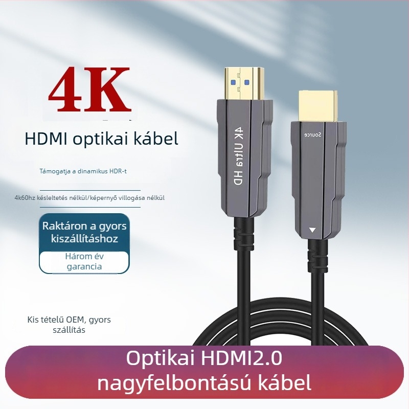 Optikai HDMI-kábel, száloptikai, 2.04K60Hz, visszafelé kompatibilis, 1-100 m, nagy sebességű száloptikai kábel