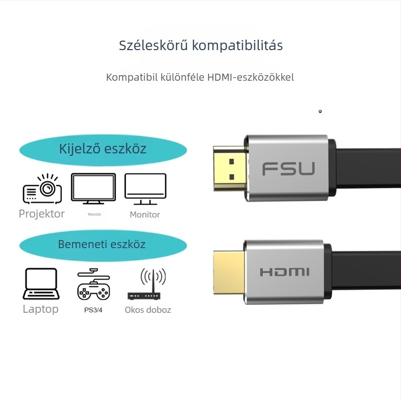 HDMI 2.0 sík kábel (4K-kompatibilis), alumínium ötvözet, oxigénmentes réz, aranyozott, hossz 0,5–20 m