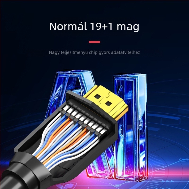 HDMI 2.1 kábel 8K60Hz támogatással, fonott árnyékolás, aranyozott csatlakozók, TV-khez, set-top boxokhoz és projektorokhoz — hosszok 1,5 m, 2 m, 3 m, 5 m és 10 m