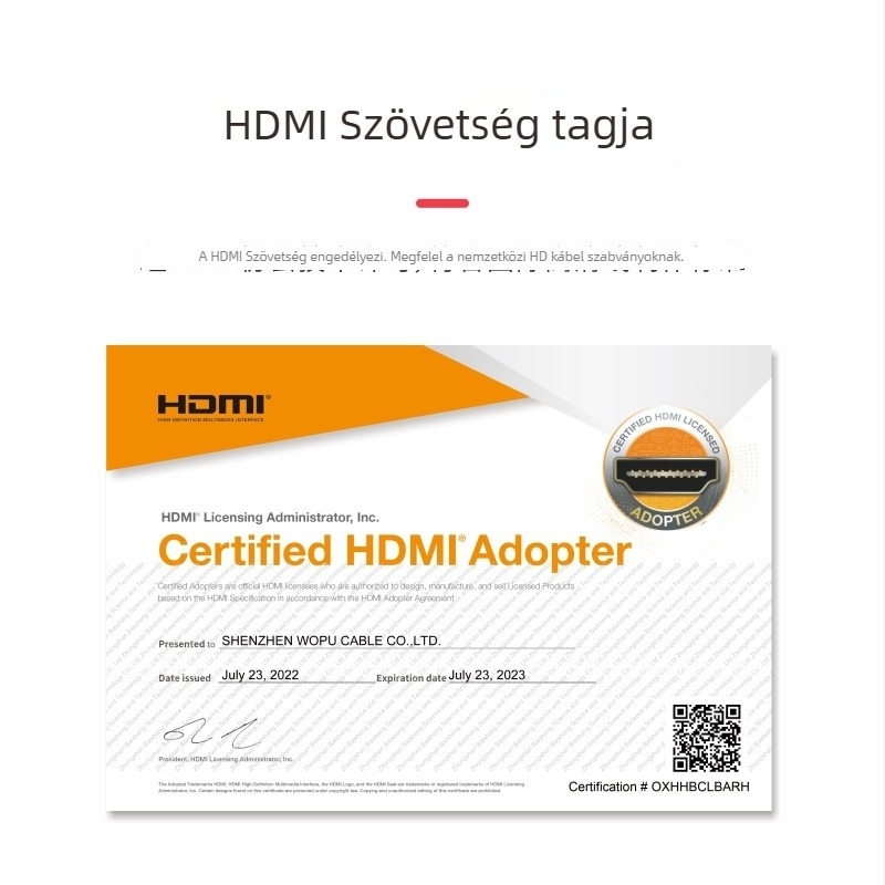 HDMI 2.1 kábel 8K60Hz támogatással, fonott árnyékolás, aranyozott csatlakozók, TV-khez, set-top boxokhoz és projektorokhoz — hosszok 1,5 m, 2 m, 3 m, 5 m és 10 m