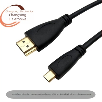 Micro HDMI–HDMI kábel aranyozott csatlakozókkal, rézbevonatú acél vezetővel, adapterkábellel televízióhoz