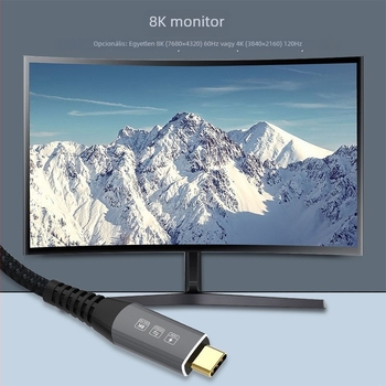 Thunderbolt 4 USB4.0 Type-C adatkábel laptophoz, 40Gbps HD videóátvitel