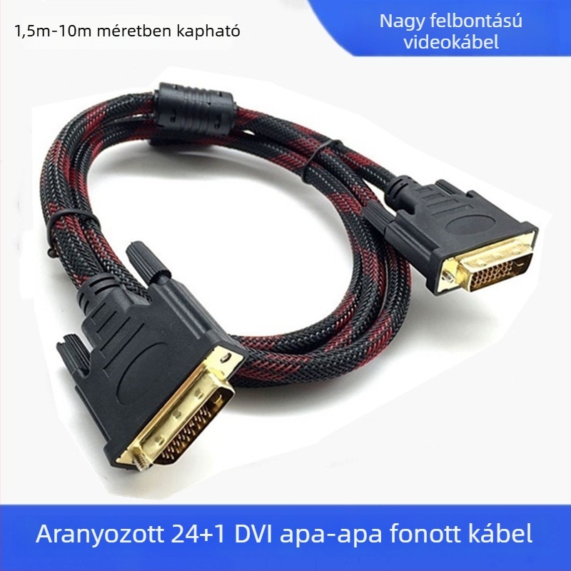 DVI-kábel 1,5 m projektorhoz, digitális TV-hez, PC-hez és LCD kijelzőhöz, 24+1 csatlakozó