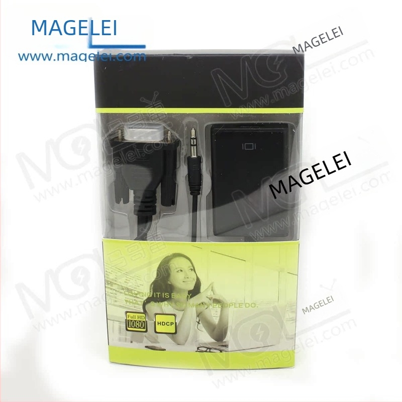 VGA–HDMI adapter hanggal, VGA–HDMI kapcsolat, 20 cm réz kábellel, modell MGLVGA2018