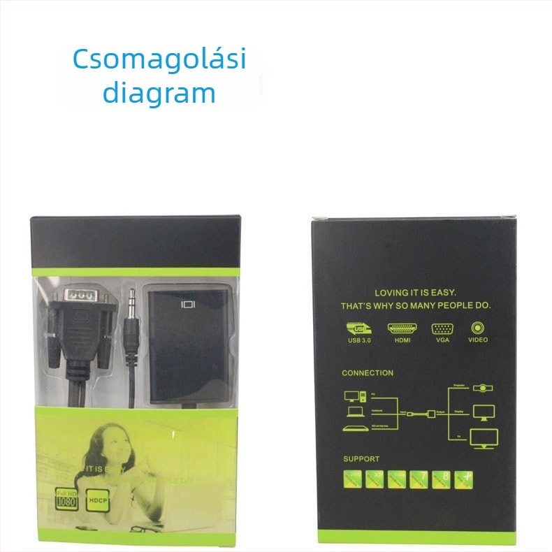 VGA–HDMI adapter, rézkábel, 0.15 m