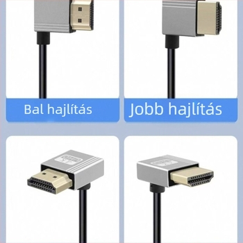 4K HDMI-kábel, 2,4 m, 90°-os sarokkal, TV-hez, számítógéphez, projektorhoz és kamerához