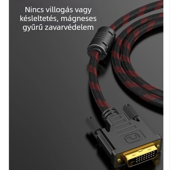 DVI-kábel, férfi‑férfi, 24+1 érintkező, nagyfelbontású adatkábel PC-hez, projektorhoz, DVD-hez és TV-hez, 1,5 m hosszú, aranyozott csatlakozók