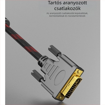 DVI-kábel, férfi‑férfi, 24+1 érintkező, nagyfelbontású adatkábel PC-hez, projektorhoz, DVD-hez és TV-hez, 1,5 m hosszú, aranyozott csatlakozók