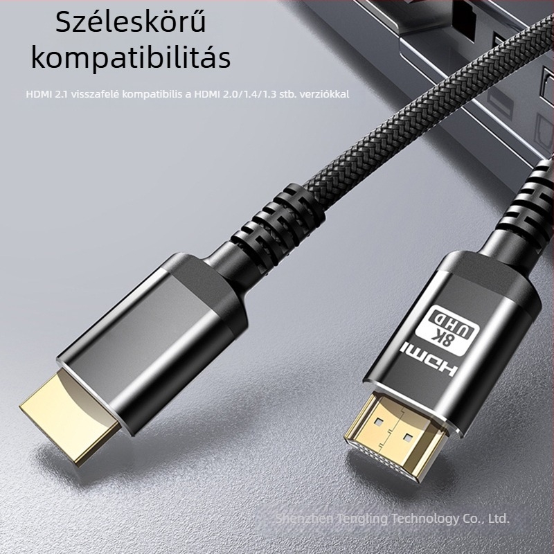 HDMI 2.1b kábel, fonott dizájn, aranyozott alumínium burkolat, 8K60Hz, 4K120Hz, HDMI 2.0-kompatibilis