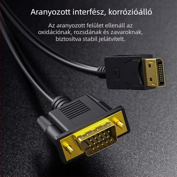 DisplayPort–to–VGA kábel, 1,8 m, rézvezető, nikkelezett csatlakozók, adapterkábel, 1080p videó