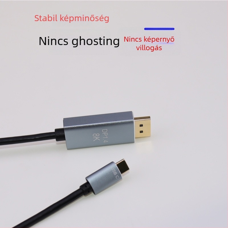 USB-C → DP 8K HD adapter, 2 m ötvözött kábel, USB 3.1 interfész
