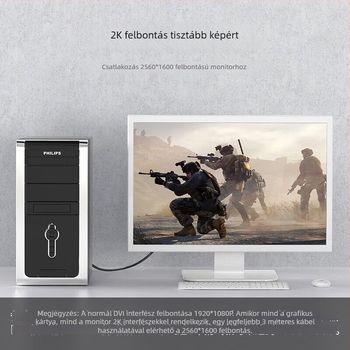 DVI-D férfi–férfi kábel, 24+1, aranyozott, oxigénmentes réz, adapter-konverziós kábel