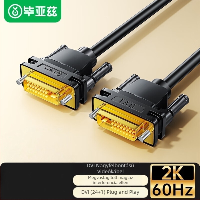 DVI-D férfi–férfi kábel, 24+1, aranyozott, oxigénmentes réz, adapter-konverziós kábel