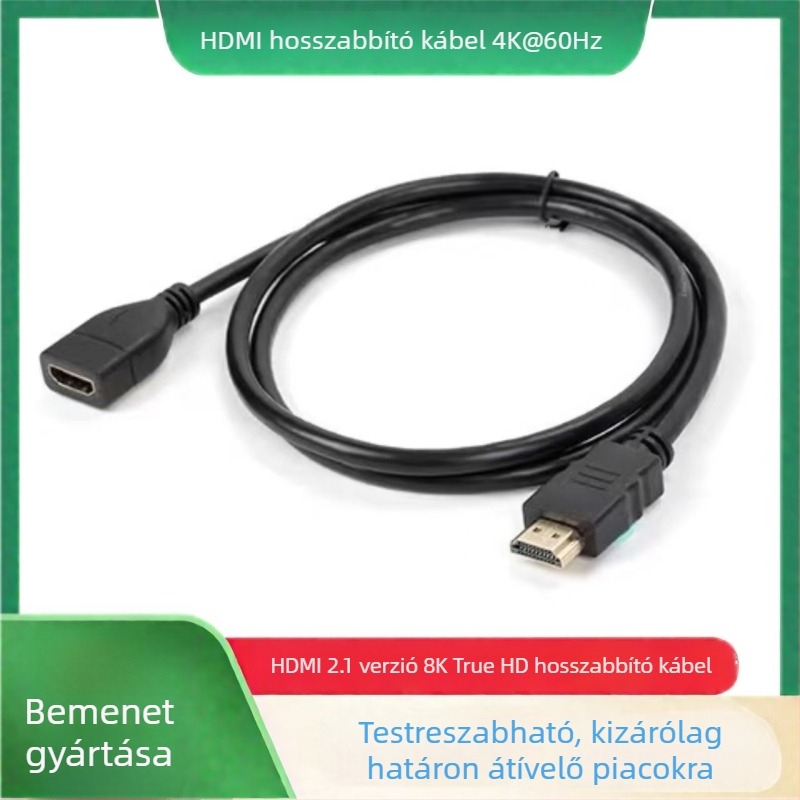 HDMI férfi–női bővítőkábel, 4K, HDMI 2.0, rézvezető, 1,5 m