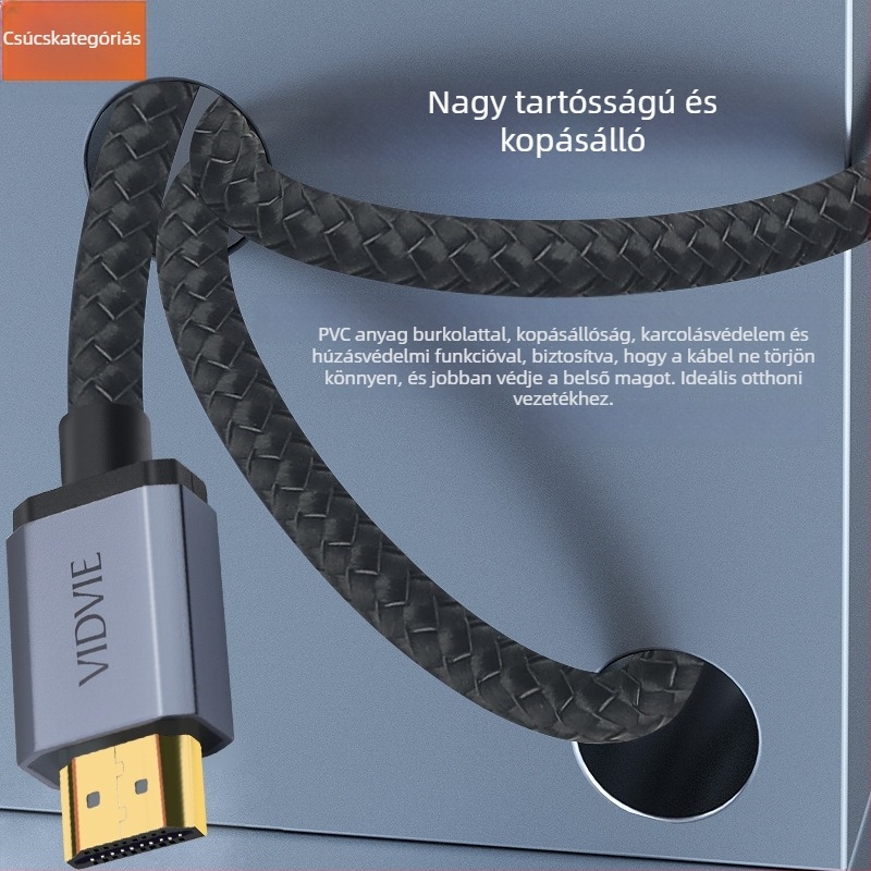 HDMI-kábel, HDMI 2.0, 4K támogatás, réz vezető, nikkelt bevonatú csatlakozók, HDMI–HDMI