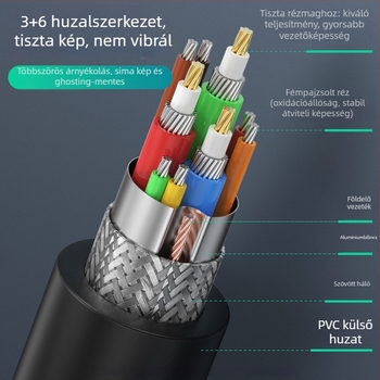 VGA kábel női-női csatlakozóval, csavarral, tiszta réz, kettős árnyékolású, 0,3 m hosszú, monitorokhoz
