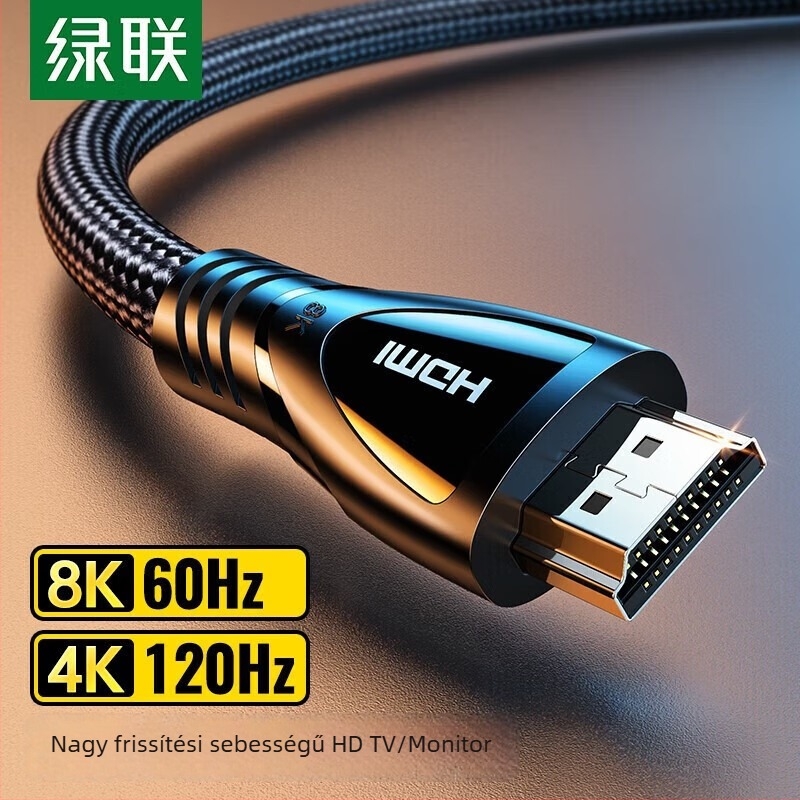 HDMI 2.1 kábel 8K/4K videóhoz, dupla árnyékolás, projektor és TV számára (HDMI 2.1, 8K/4K, dupla árnyékolás)
