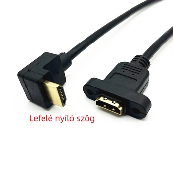 HDMI hosszabbító kábel 90°-os hajlattal, férfi–női csatlakozó, réz vezető, aranyozott bevonat
