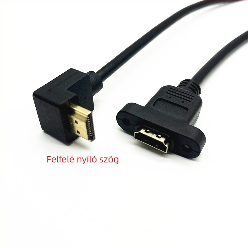 HDMI hosszabbító kábel 90°-os hajlattal, férfi–női csatlakozó, réz vezető, aranyozott bevonat