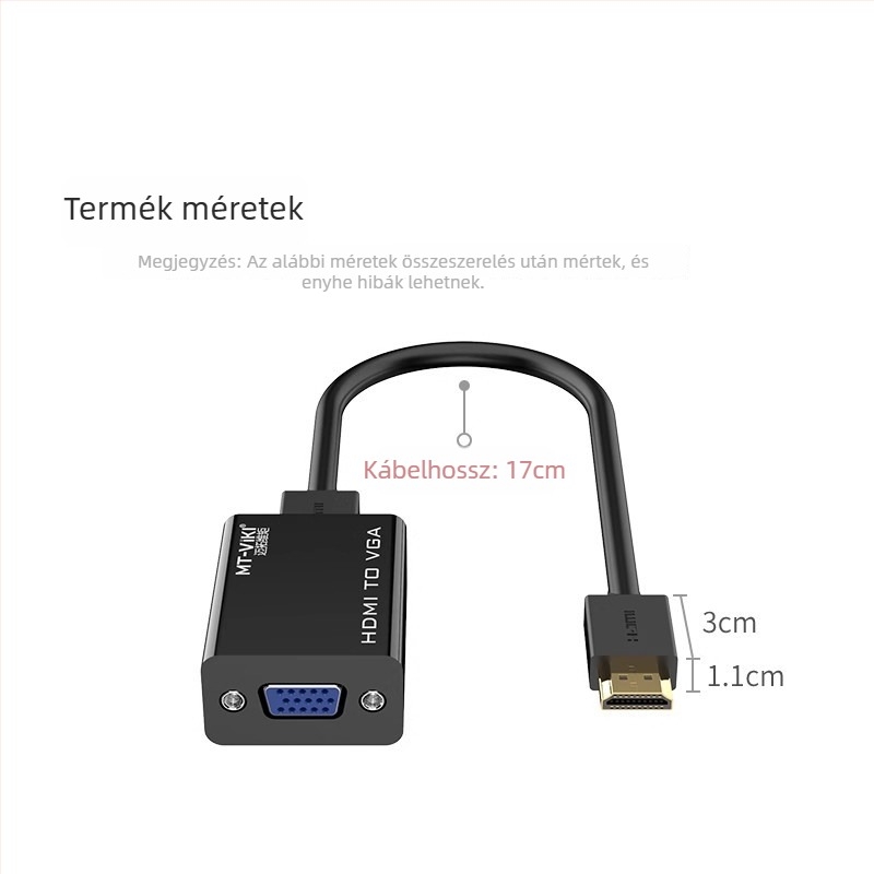 Maituo M02 HDMI–ről VGA-ra konverter, oxigénmentes réz vezeték, 17 cm