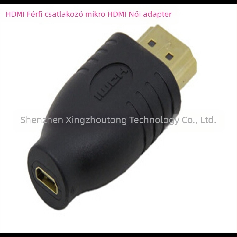 XZT HDMI A férfi → micro HDMI női adapter, réz vezeték, injekciós öntésű ház, HDMI-mikro interfész