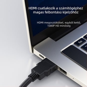 HDMI 1x2 osztó, férfi–női, 1080P, oxigénmentes réz, aranyozott csatlakozók