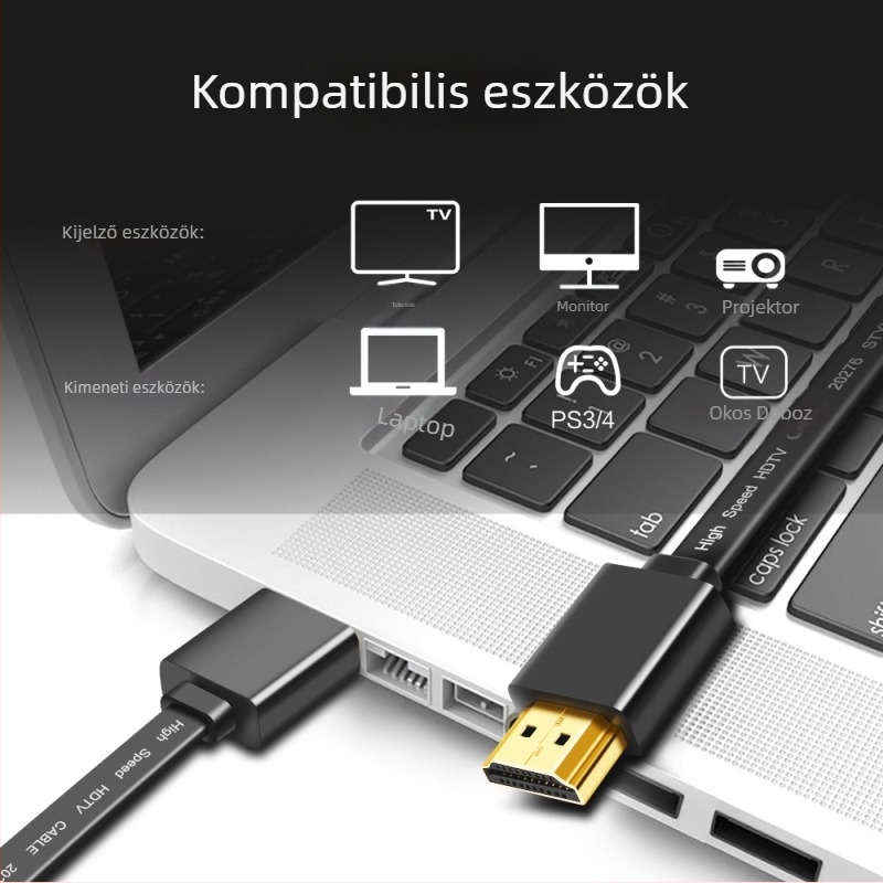 HDMI2.0 plos HDMI-kábel TV-hez, számítógéphez és PS3/PS4-hez — oxigénmentes réz, aranyozott bevonat, modell HDMI2.0