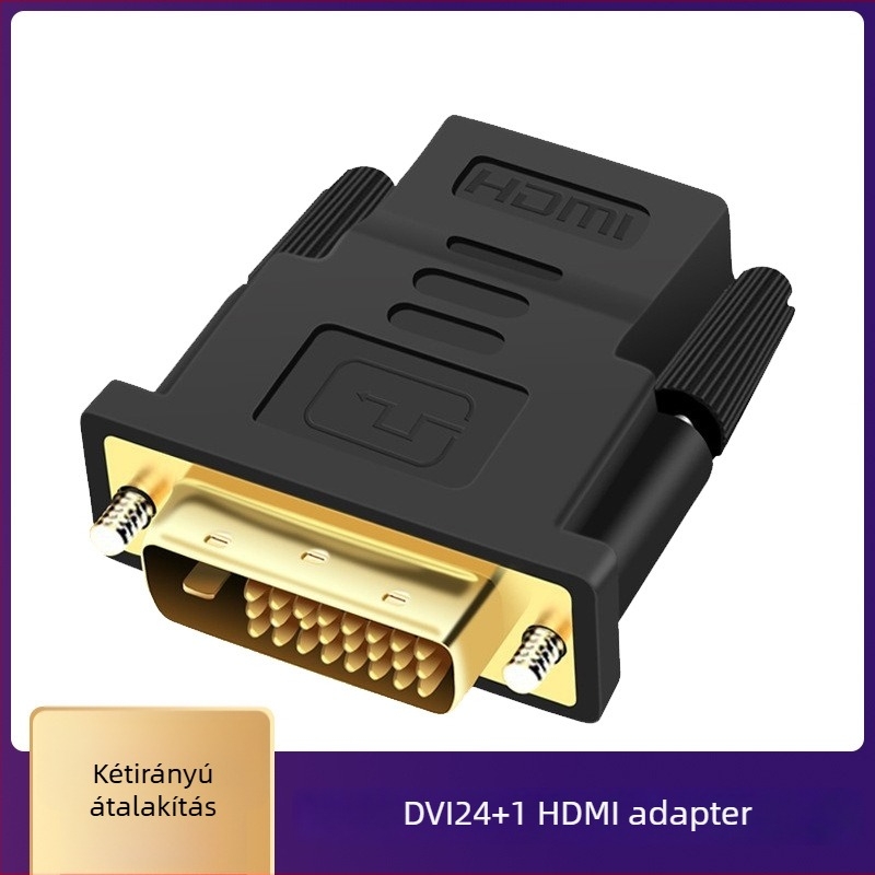 DVI-24+1 to HDMI kétirányú adapter TV-hez, PC-hez és monitorhoz | HYX-57, aranyozott réz HDMI-kábel, 5 cm