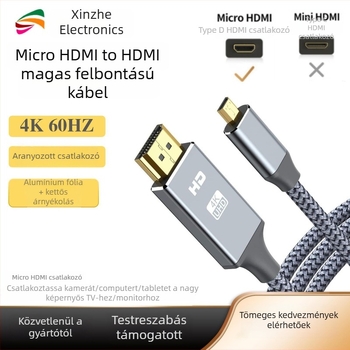 XZ HD7-07 micro HDMI–HDMI kábel, 4K támogatás, OFC réz belső vezető, aranyozott csatlakozók