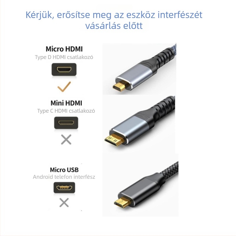 XZ HD7-07 micro HDMI–HDMI kábel, 4K támogatás, OFC réz belső vezető, aranyozott csatlakozók