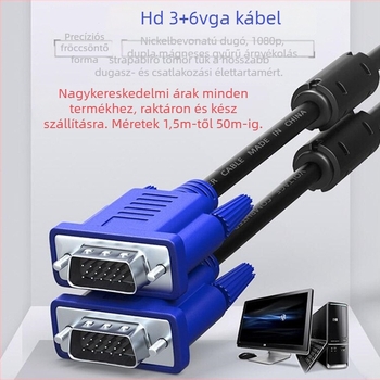 VGA-kábel vga3+6, réz, 3+6 tűs, TV, monitor és projektorhoz