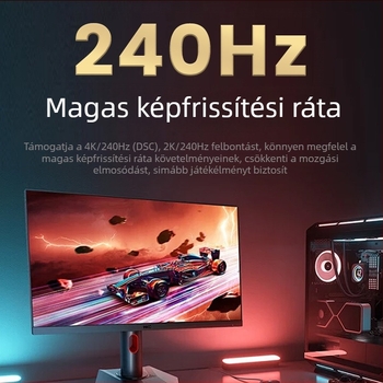 DP 2.1 DisplayPort kábel, 1 m, 16K/240 Hz, PC grafikus kártyákhoz és 8K kijelzőkhöz
