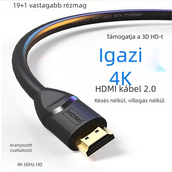 HDMI-kábel 4K 2.0, réz vezetőkkel és aranyozott csatlakozókkal, 2 m hosszú, PC/Projektor/TV/Monitor