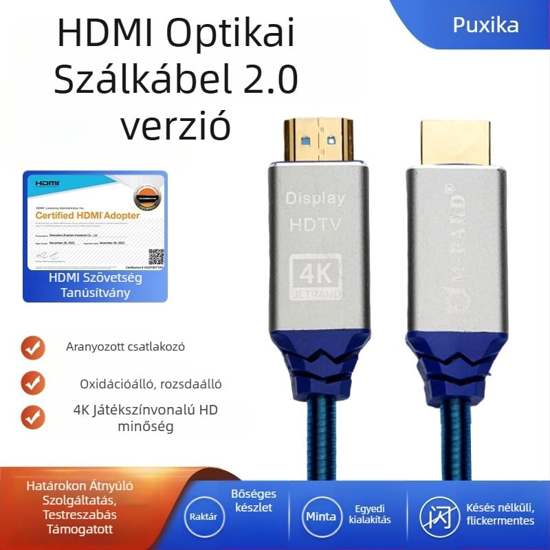 HDMI optikai kábel, 4K 2.0, páncélozott kivitel, Type A, hossz 1 m