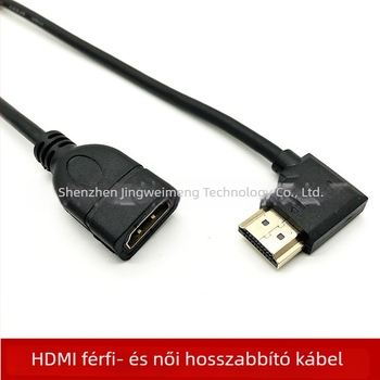 HDMI 90°-os hajlított bővítőkábel, 0.3 m, rézvezető, injekciós formázott ház