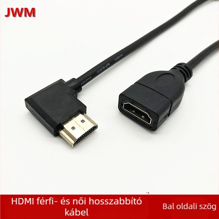 HDMI 90°-os hajlított bővítőkábel, 0.3 m, rézvezető, injekciós formázott ház